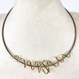 Sterling Silver Gold Tone Coil Swirl Neck Ring Necklace Torque Omega
